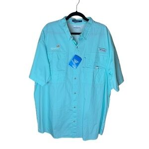 Columbia Bonehead Short Sleeve Shirt Mint Turquoise Teal Color Mens Size XXL NWT